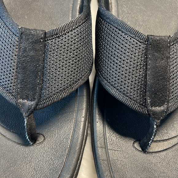 FITFLOP Surfa Thong Sandal Black Wide Strap Wedge Comfort AB3-001 Cushion 8 - Picture 9 of 16